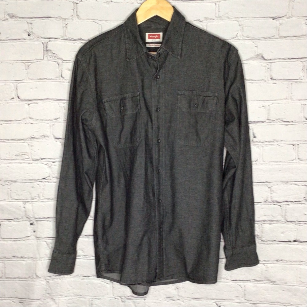 Wrangler Gray Casual Button Up Long Sleeve Shirt Small